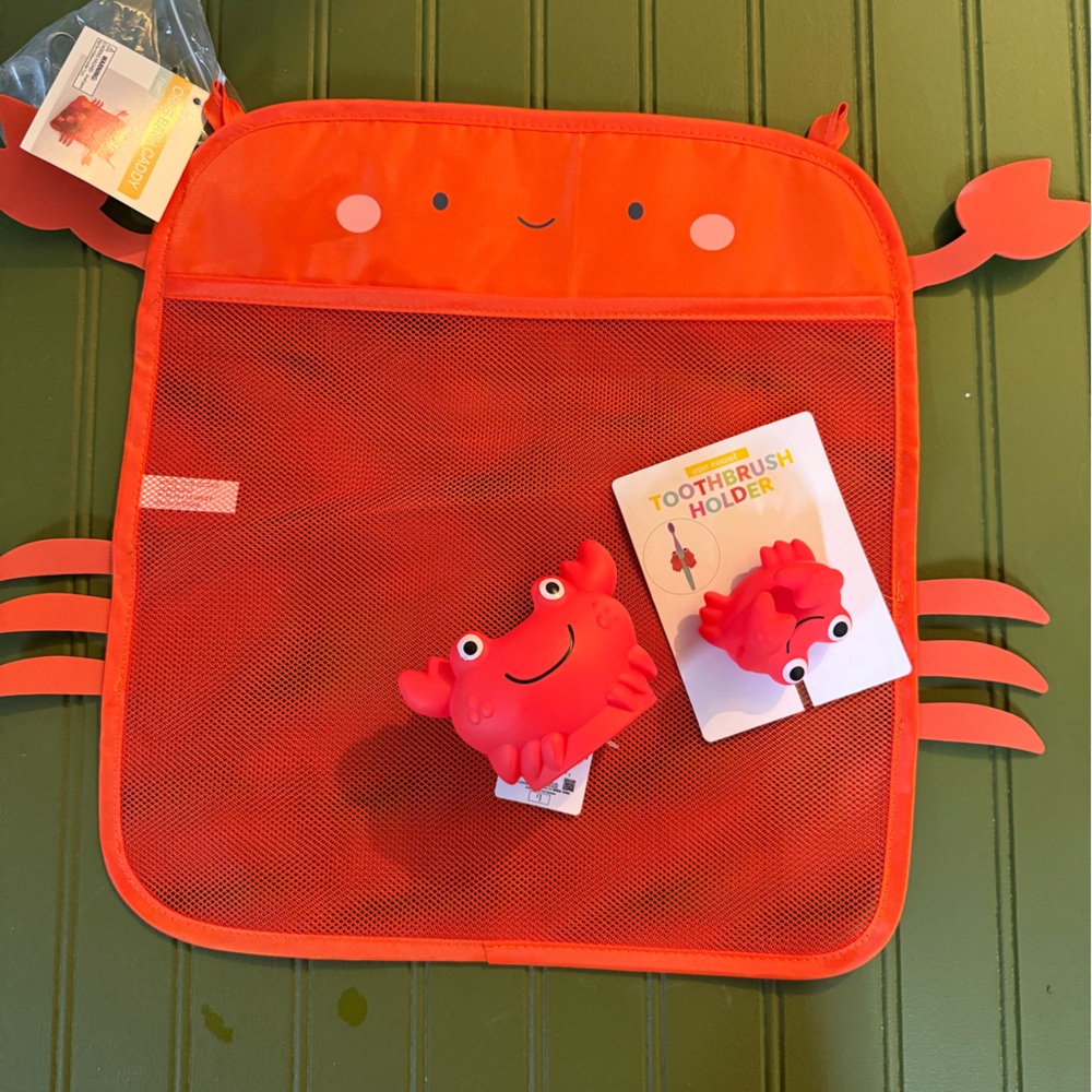 Red Crab tooth brush holder  Toy bath caddy